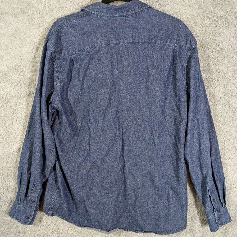 Wrangler Denim Button Up Shirt Size XL Flex Fit Western Cowboy Workwear - Picture 2 of 7